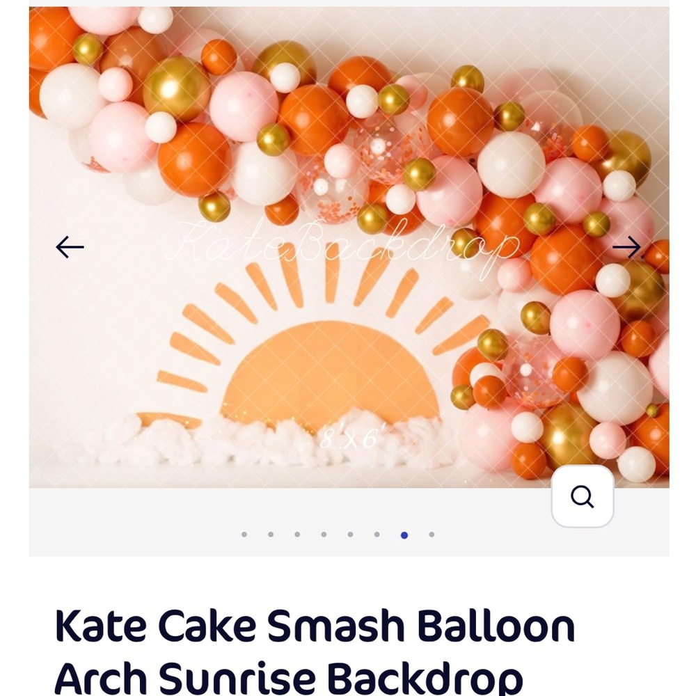 Kate Cake Smash Balloon Arch Sunrise Backdrop - 8x6